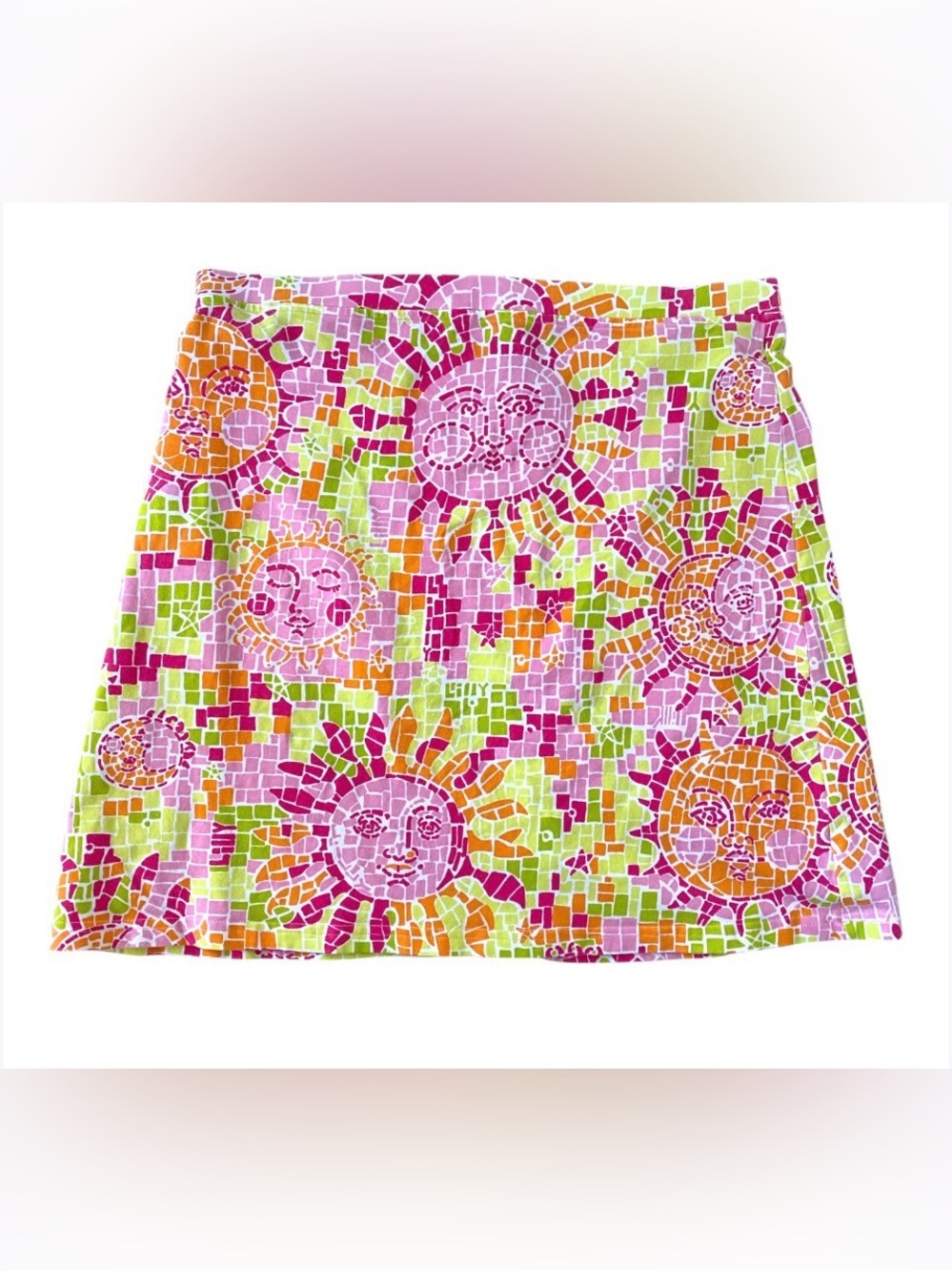 VTG cotton Lilly Pulitzer Pink Orange Lime Mosaic Sun Mini Skirt summer